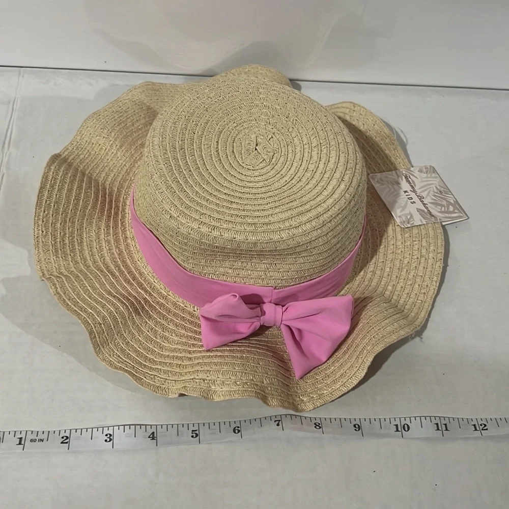 NEW Tommy Bahama Girl’s Woven Sun Hat with Bow Embellishment - Kids Sun Hat